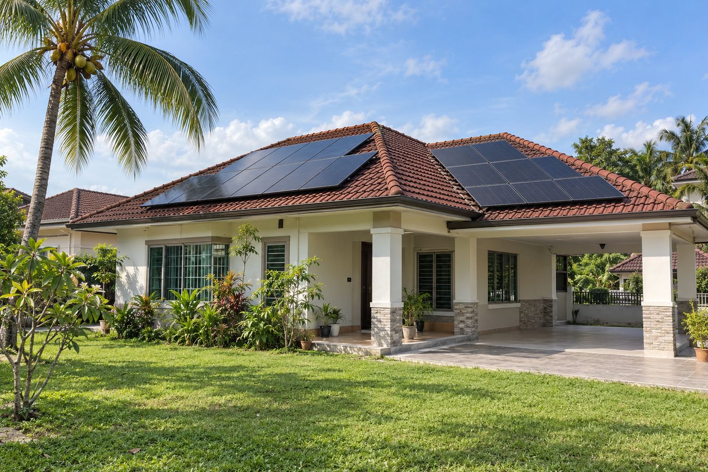 Bungalow with a large solar system